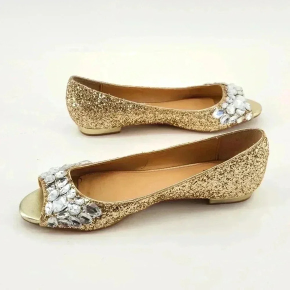 JEWEL BADGLEY MISCHKA GLITTER PEEP -TOE FLATS - Picture 6 of 8
